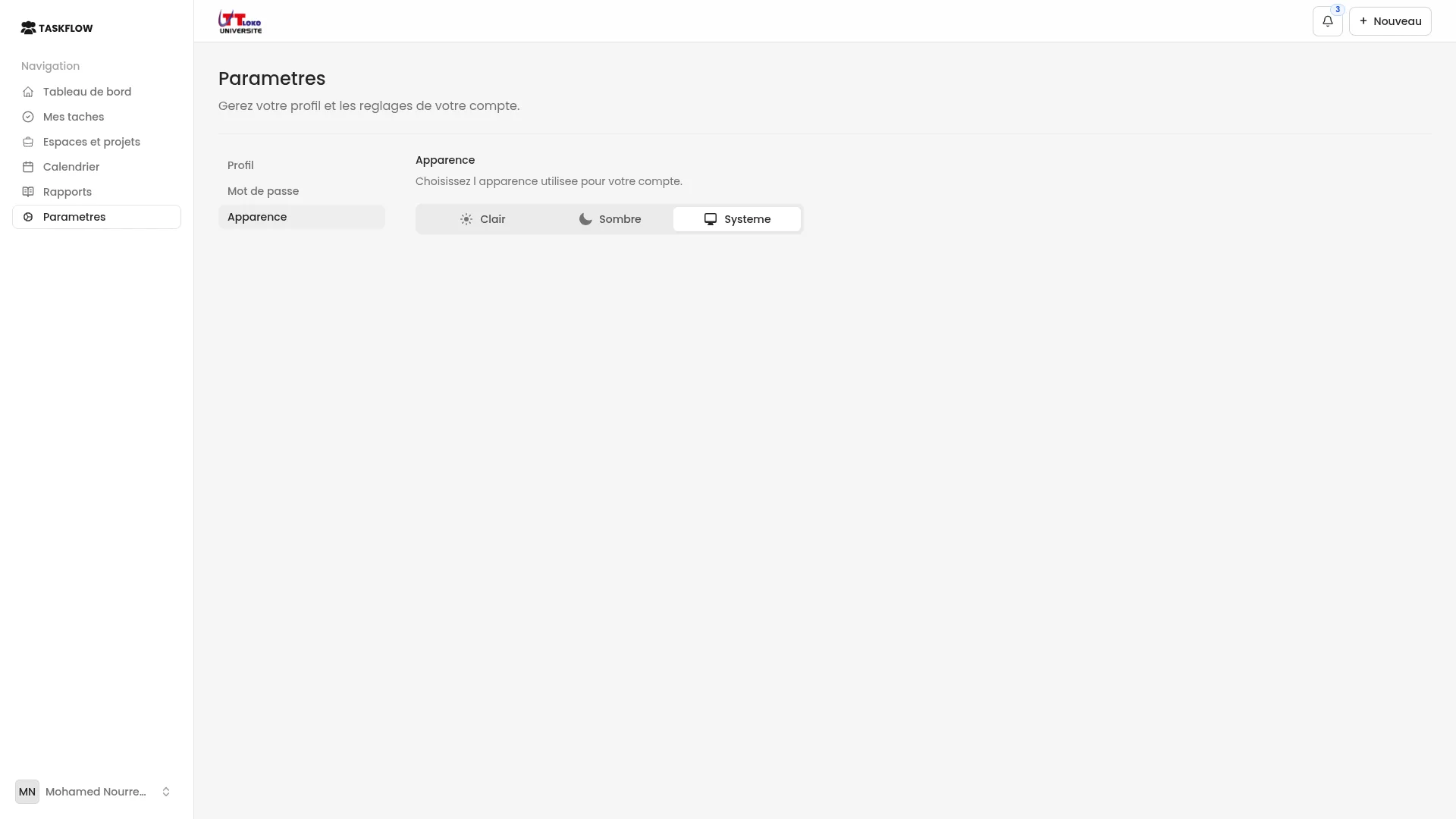 Parametres d apparence TaskFlow