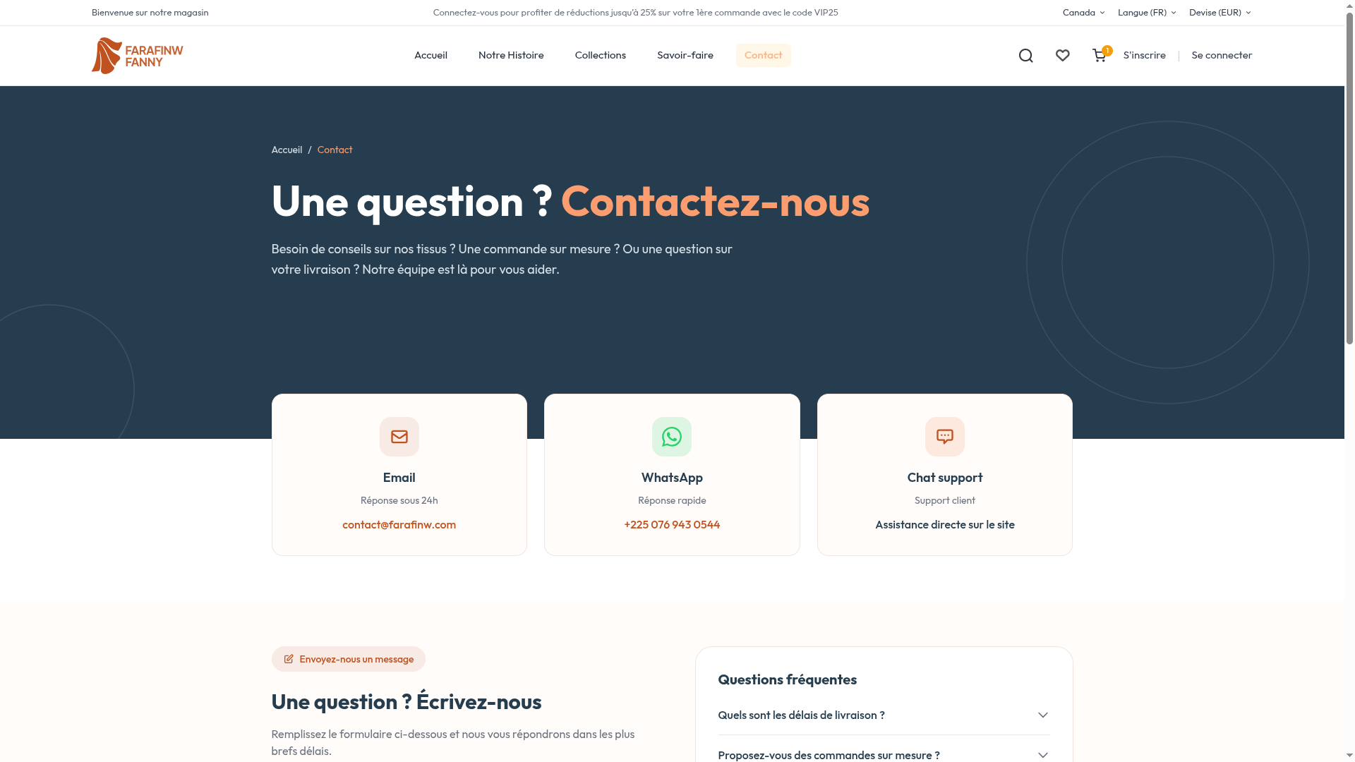 Page contact de Farafinw Fanny