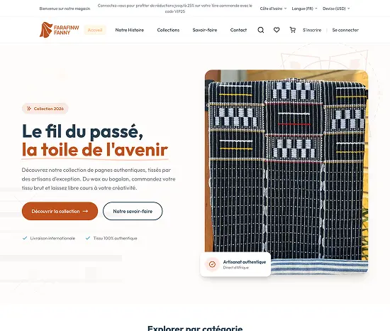 Aperçu du site e-commerce Farafinw Fanny